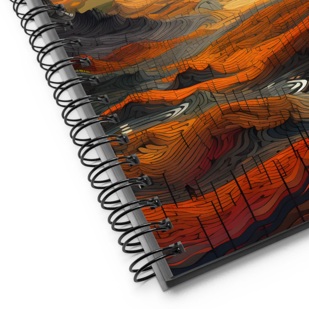 Ethereal Sunset: A Serene Landscape in Flowing Forms | Spiral Notebook