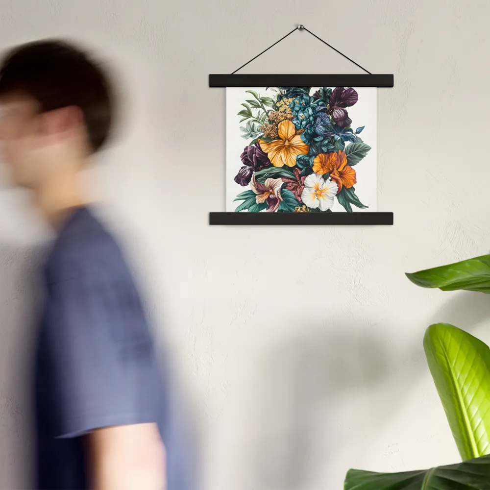 Floral Symphony | Poster With Black Wood Hanger | 10″×10″