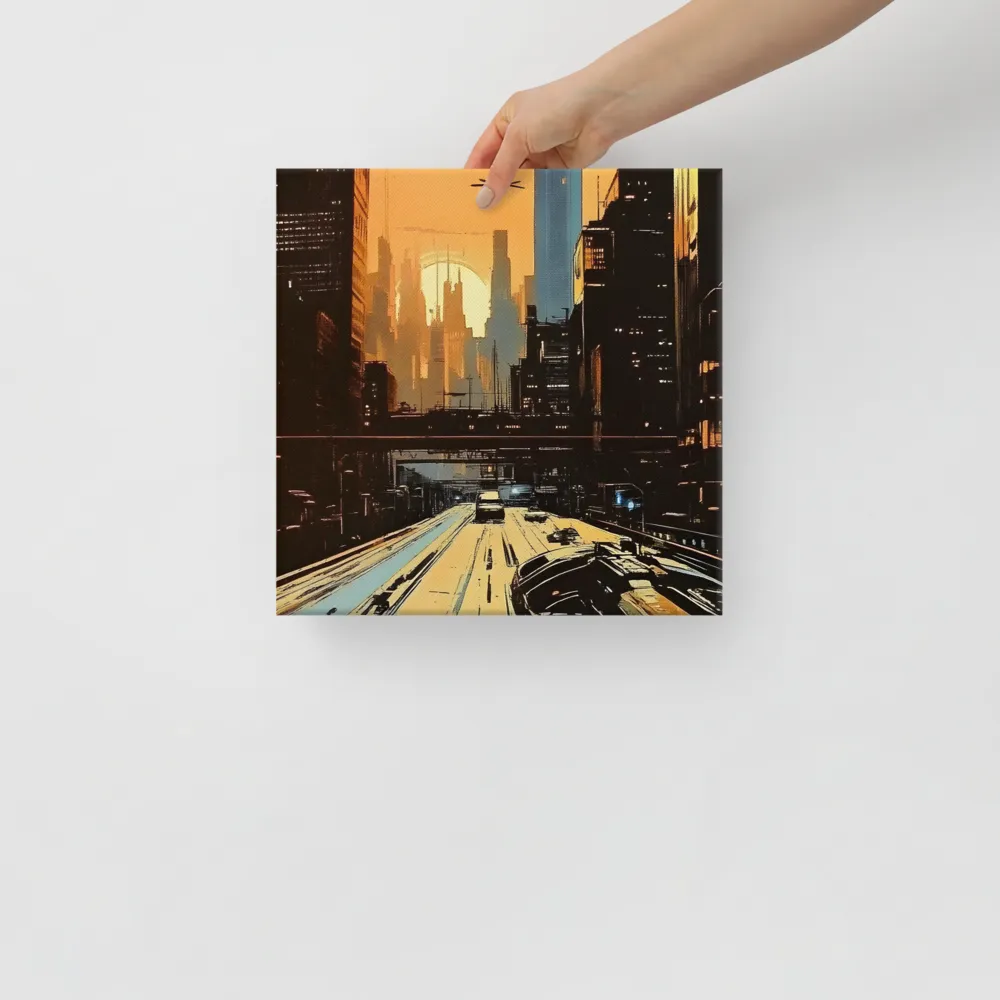 Metro Nexus: A Futuristic Cityscape | Canvas | 12″×12″