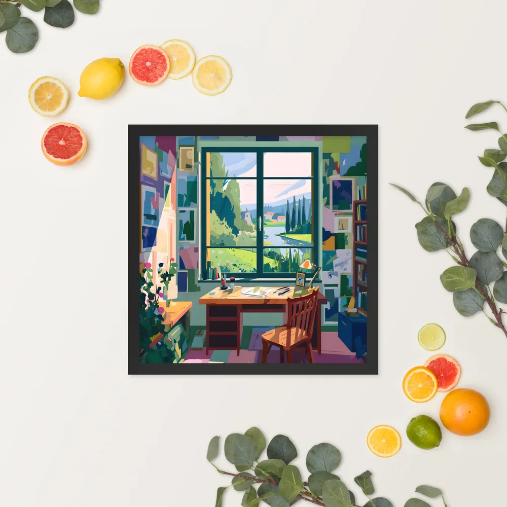 Sunlit Studio Window 
 Poster with Black Frame | 16″x 16″
