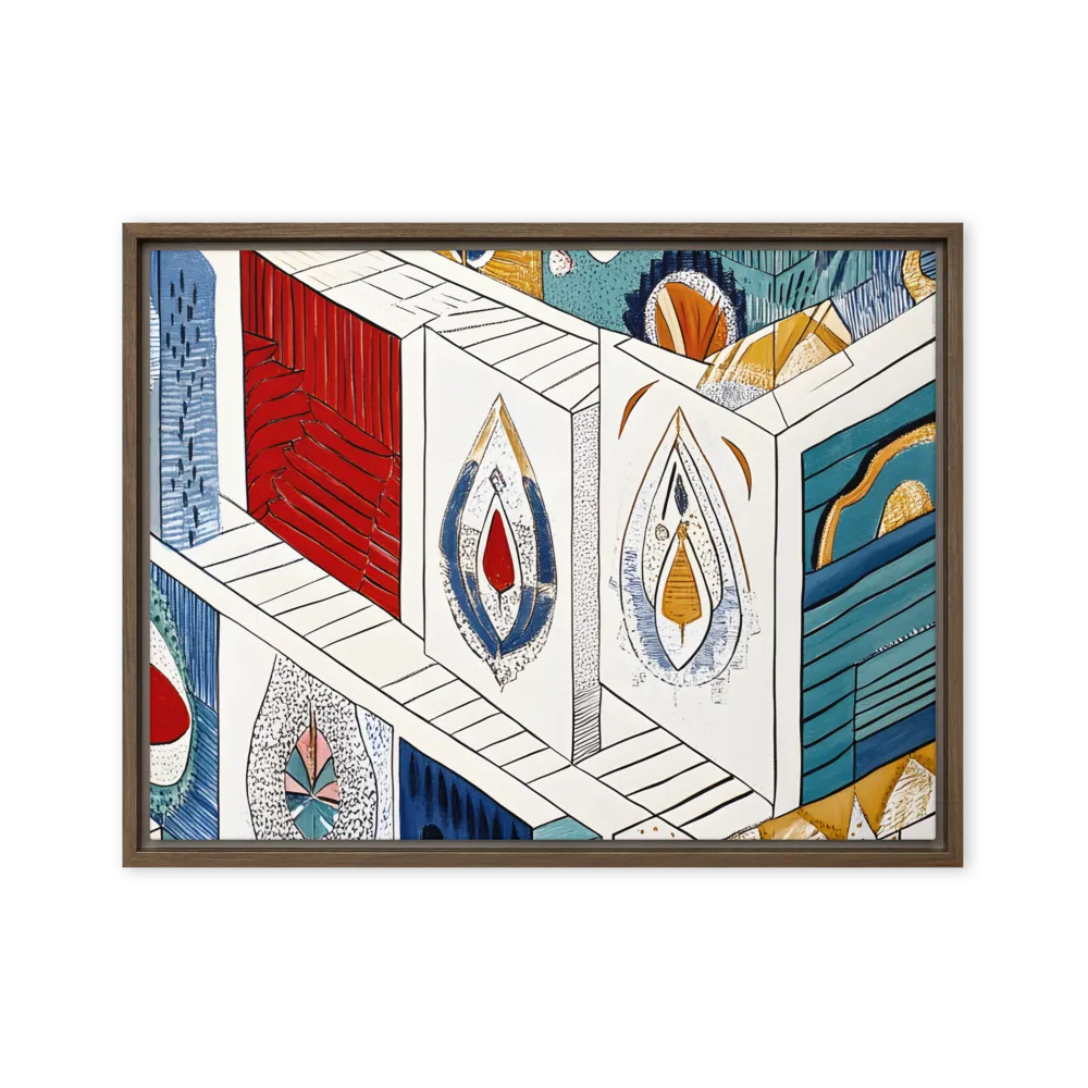 Symphony of Geometric Harmony | Canvas with Brown Frame | 18″×24″
