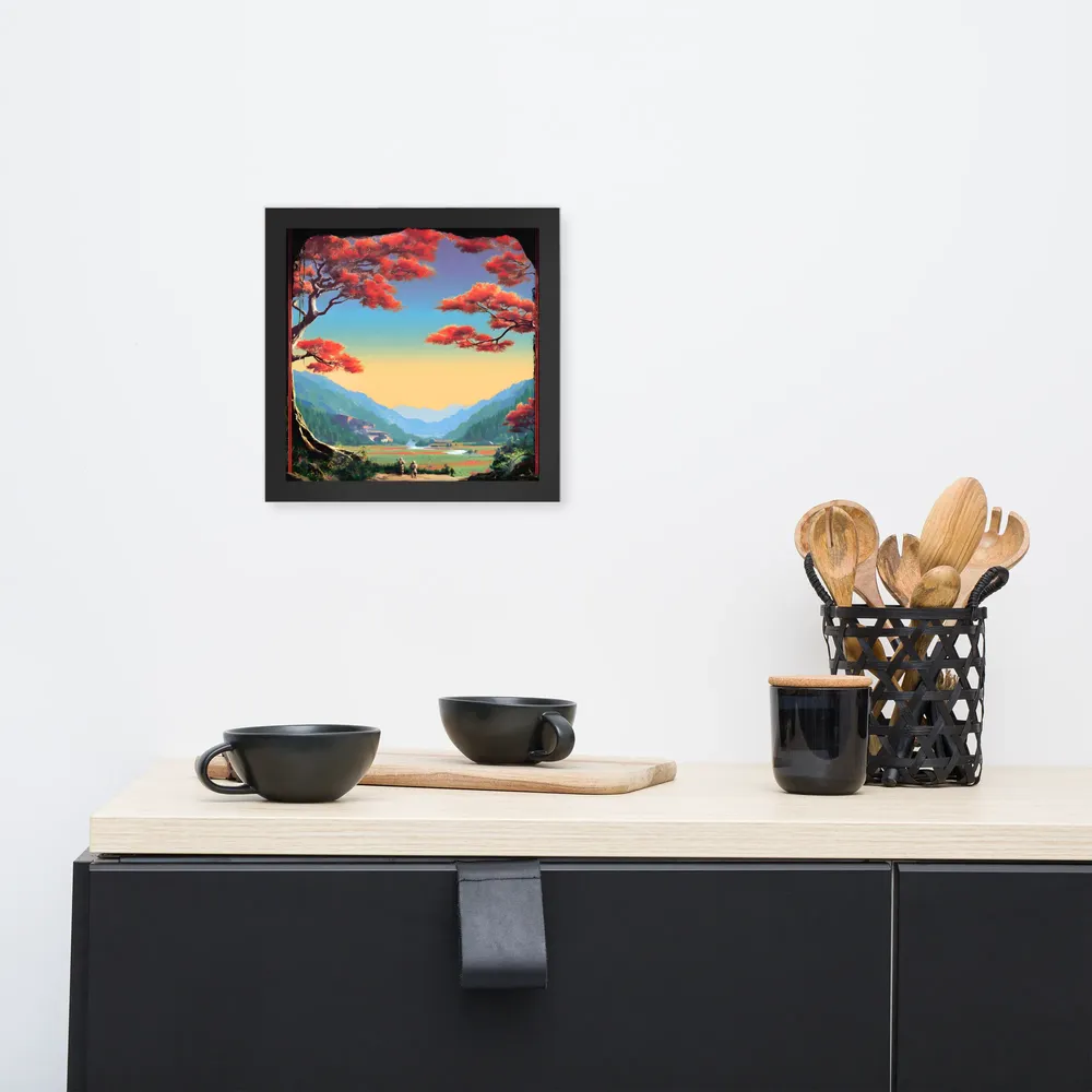 Crimson Pine Valley 
 Poster with Black Frame | 10″x 10″