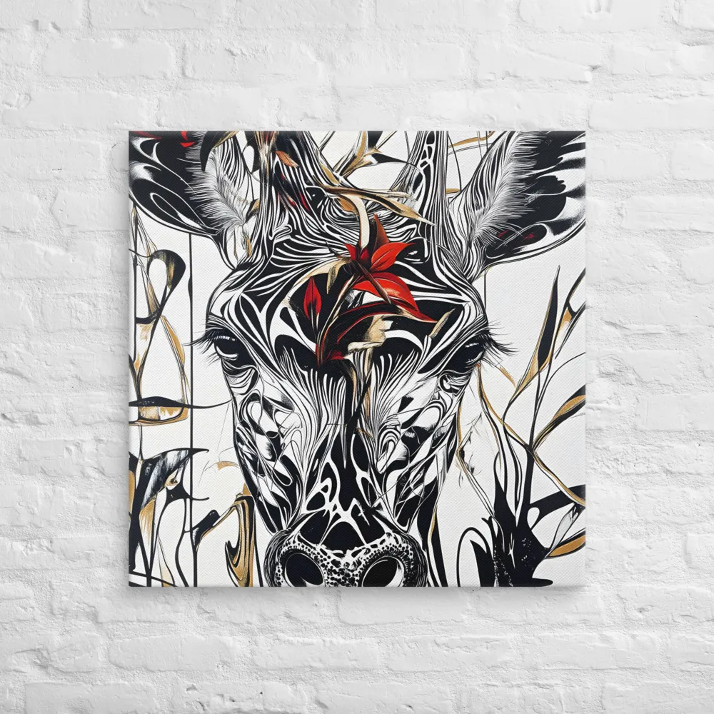 Floral Elegance: The Giraffe's Portrait | Canvas | 30″×30″