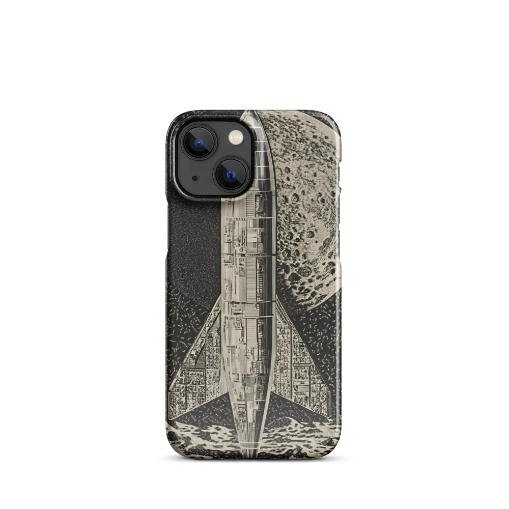 Engraved Rocket over Lunar Plain