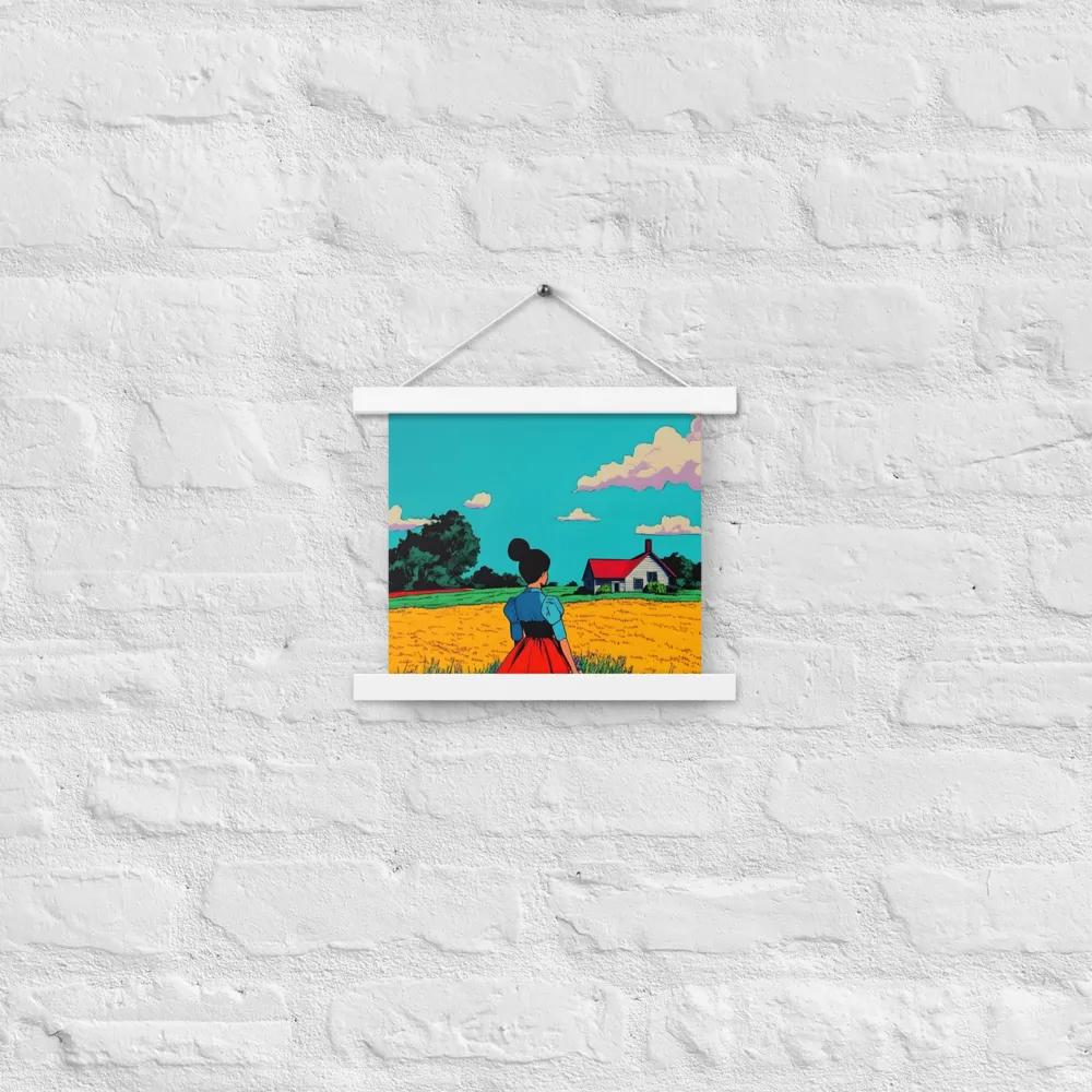 Whispers of a Sunlit Meadow | Poster With White Wood Hanger | 10″×10″