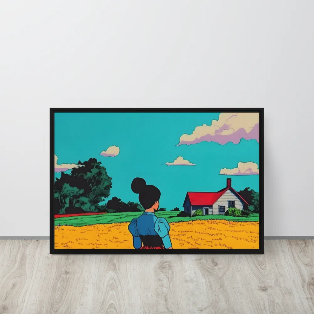Whispers of a Sunlit Meadow | Canvas with Black Frame | 20″×30″