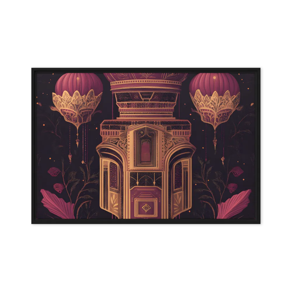 Ornate Harmony: A Digital Floral Architecture | Canvas with Black Frame | 20″×30″