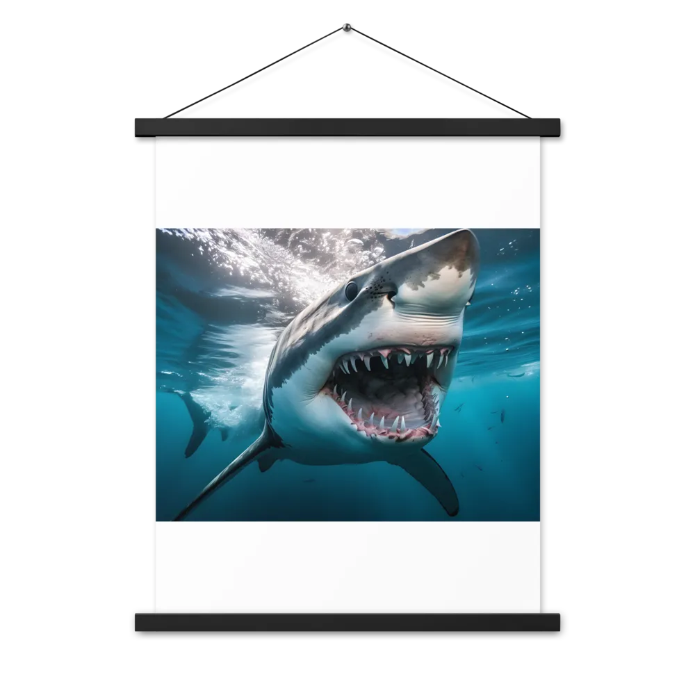 Majesty of the Ocean: The Great White Shark | Poster With Black Wood Hanger | 18″×24″