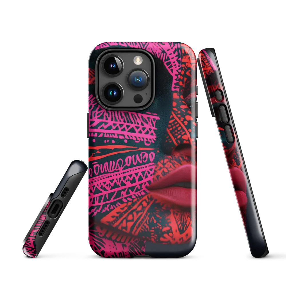 Neon Visage: A Bold Expression of Contemporary Art | Phone Case |  15 Pro | Tough Case | Glossy