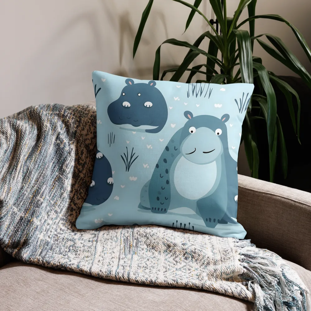 Whimsical Hippo Delight | Pillow & Pillow Case | Multiple Sizes