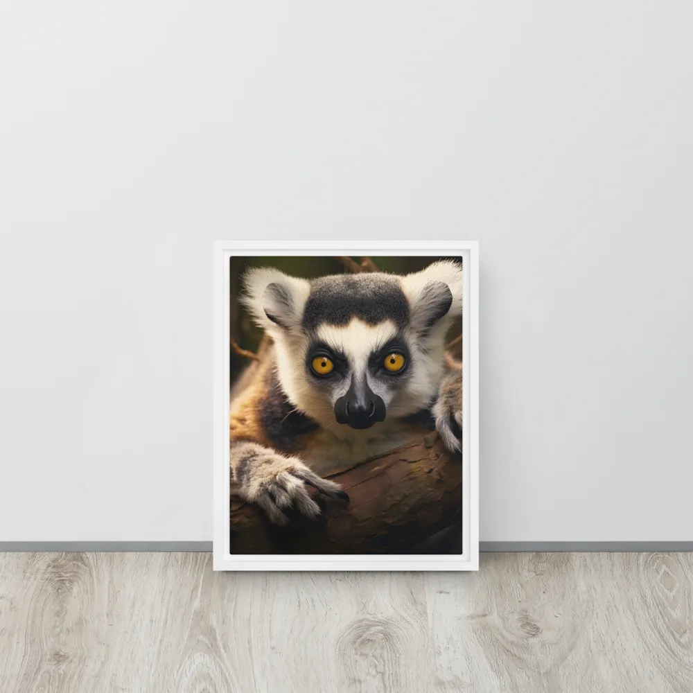 The Watchful Lemur | Canvas with White Frame | 11″×14″