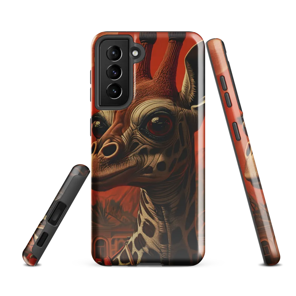 Whimsical Giraffe in an Orange Dreamscape