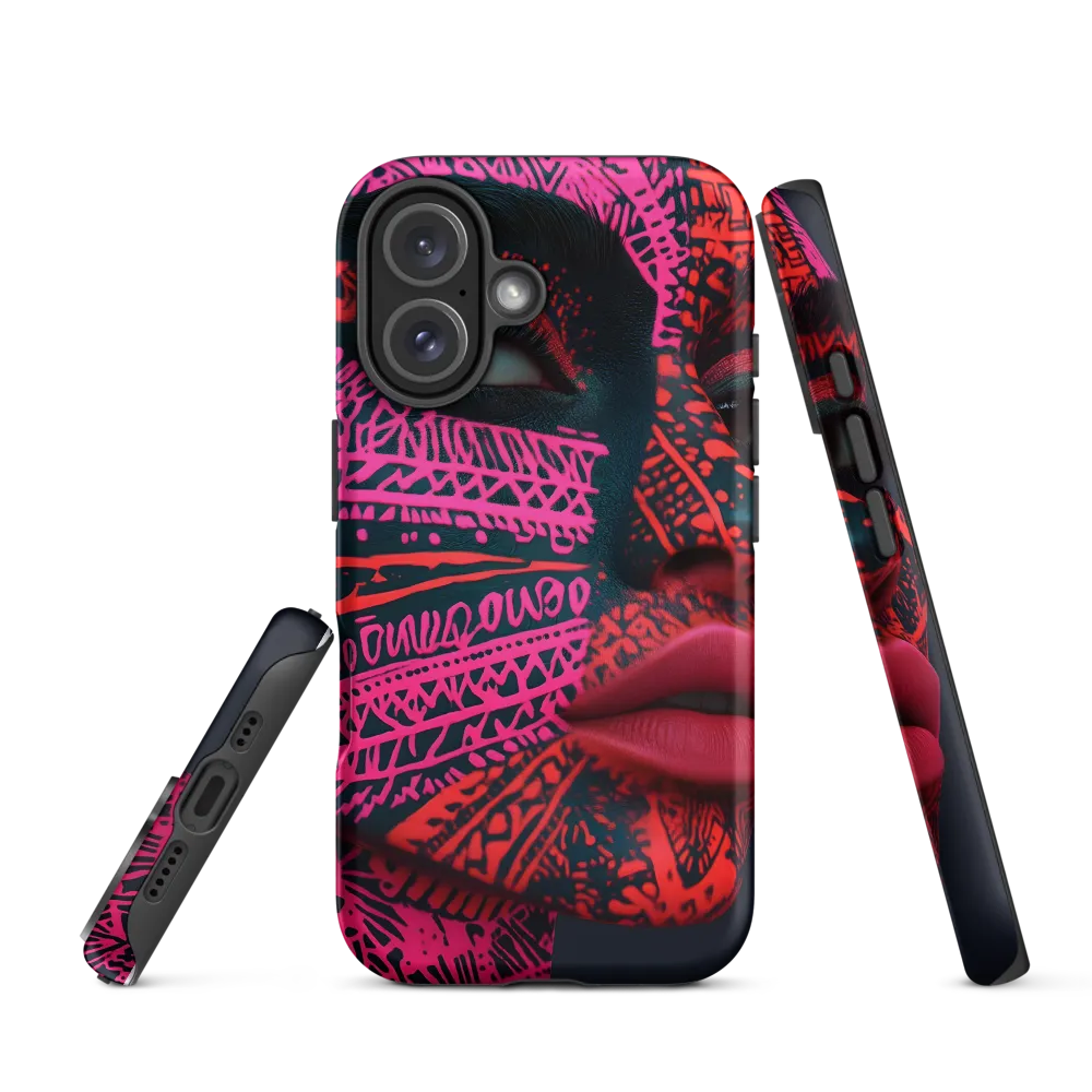 Neon Visage: A Bold Expression of Contemporary Art | Phone Case |  16 | Tough Case | Matte