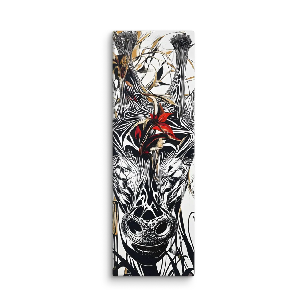 Floral Elegance: The Giraffe's Portrait | Canvas | 12″×36″