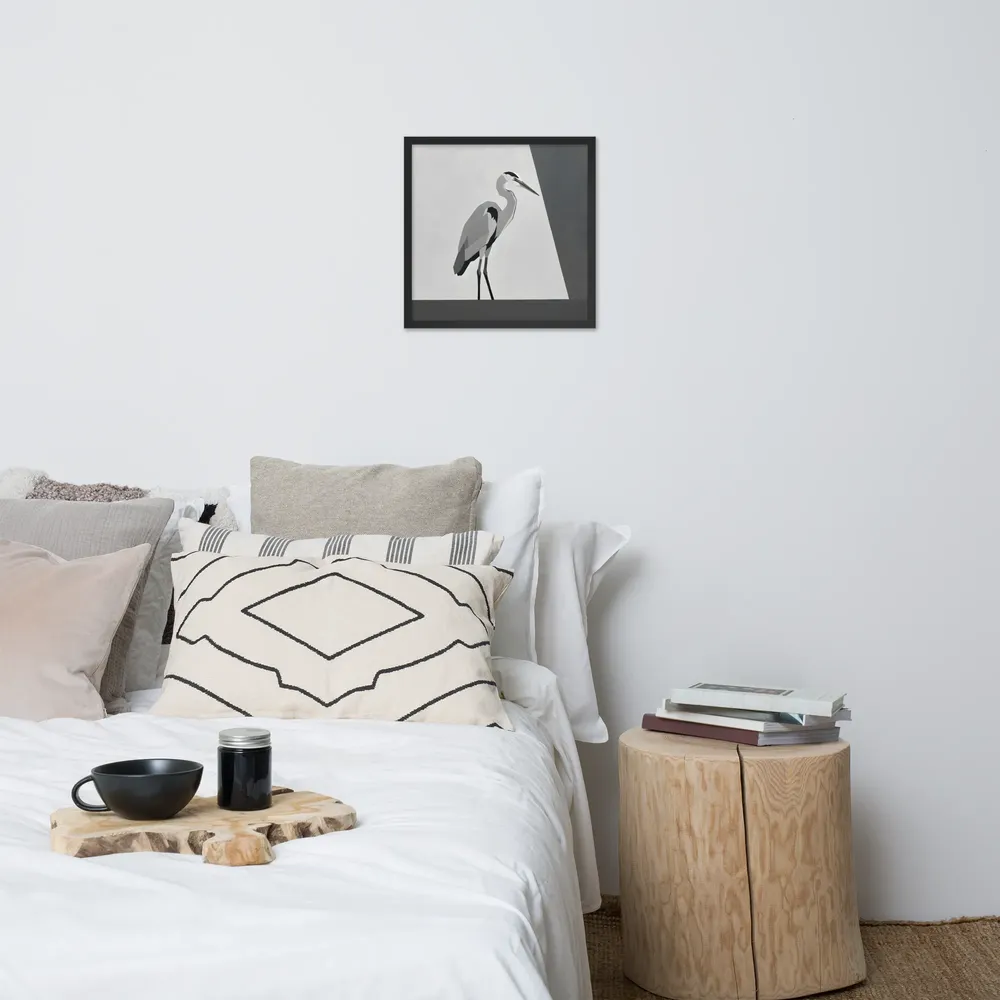 Geometric Heron 
 Poster with Black Frame | 18″x 18″