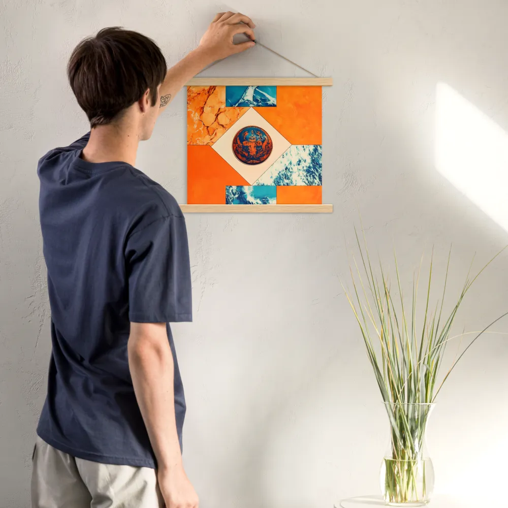 Harmonious Encounters: Abstract Geometry | Poster With Oak Wood Hanger | 14″×14″