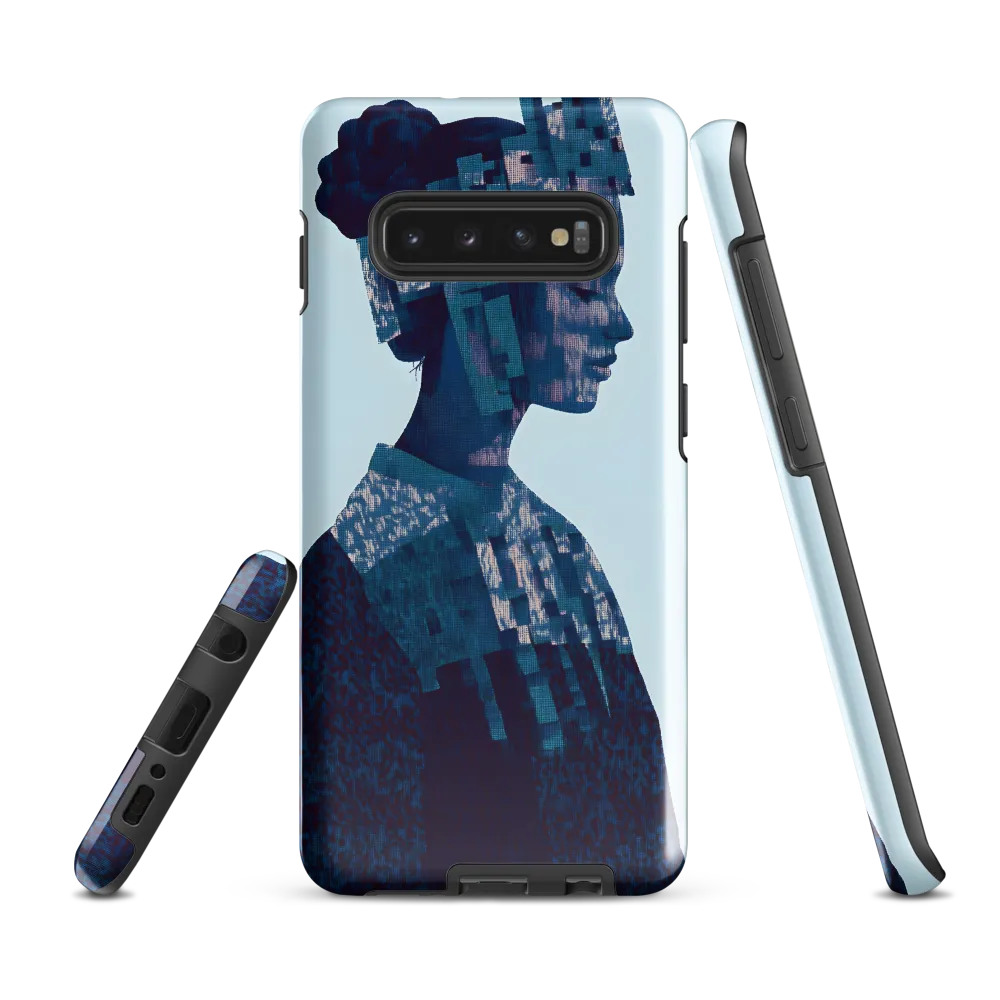 Digital Portrait in Abstract Blue | Phone Case |  S10 Plus | Tough Case | Glossy