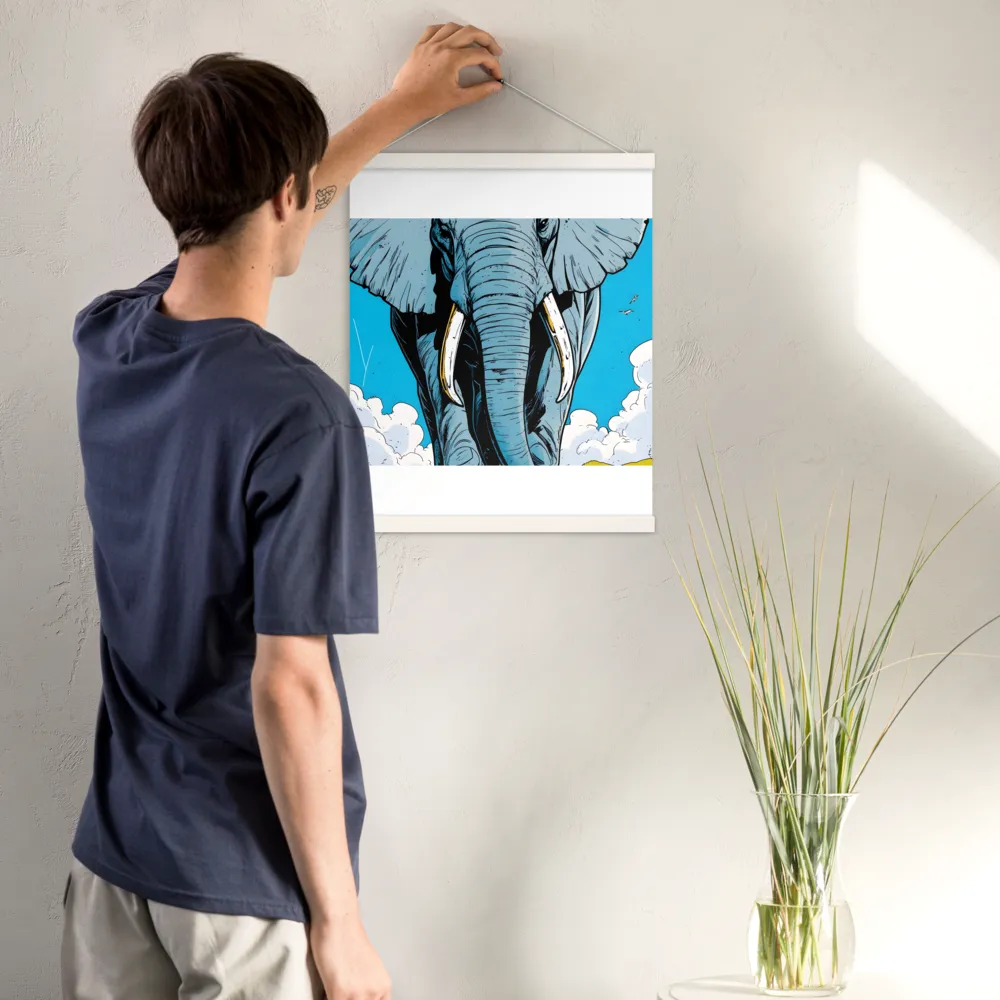 Majestic Presence: The Elephant | Poster With White Wood Hanger | 16″×20″