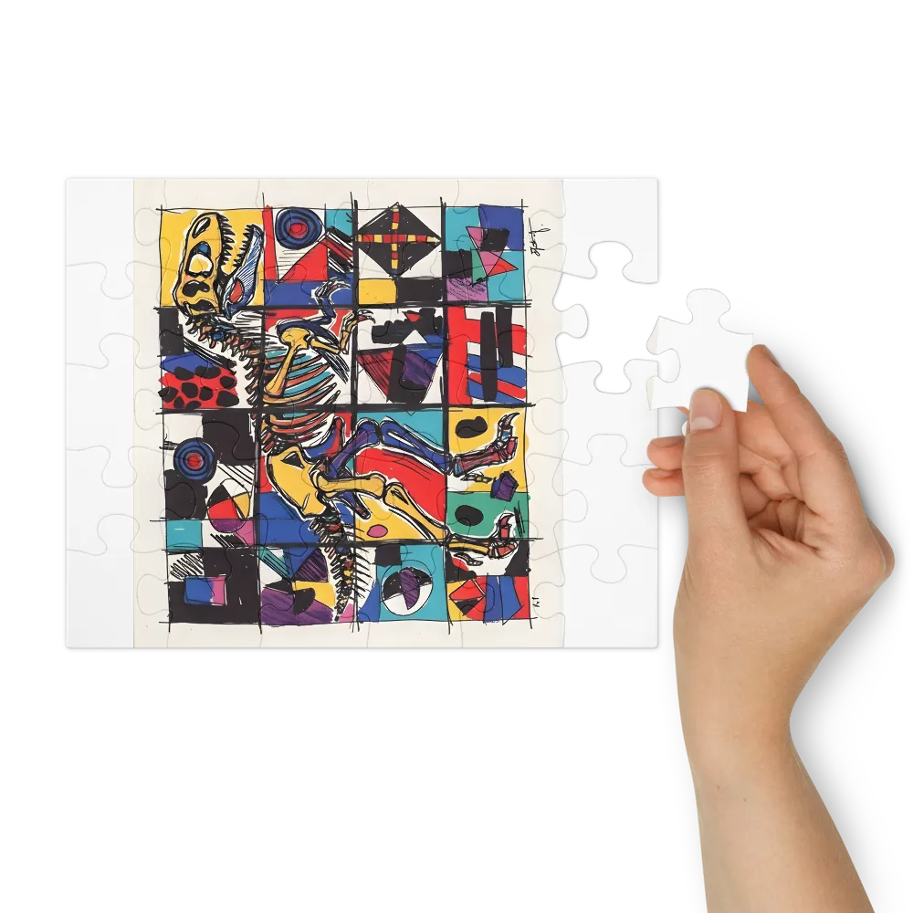 Patchwork T. rex 
 Jigsaw Puzzle in Tin Box