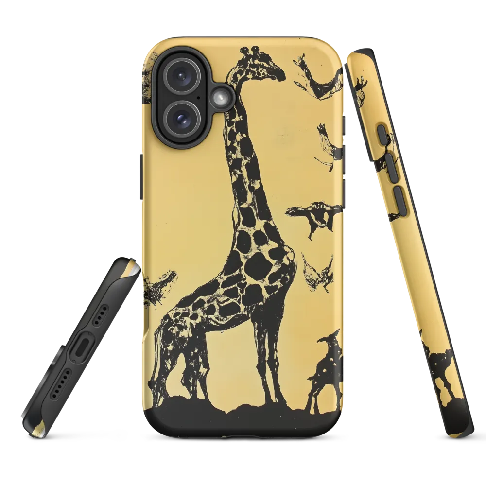 Whimsical Harmony of Giraffe and Birds