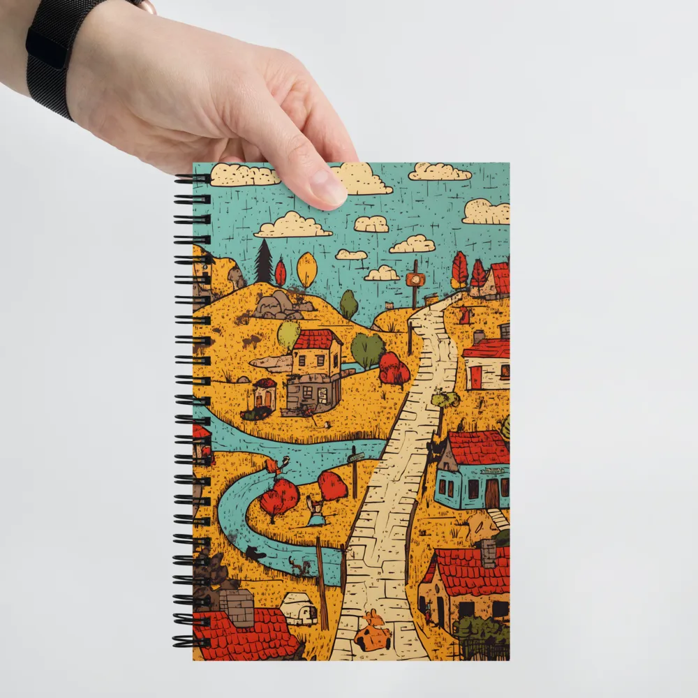 Whimsical Village Landscape | Spiral Notebook