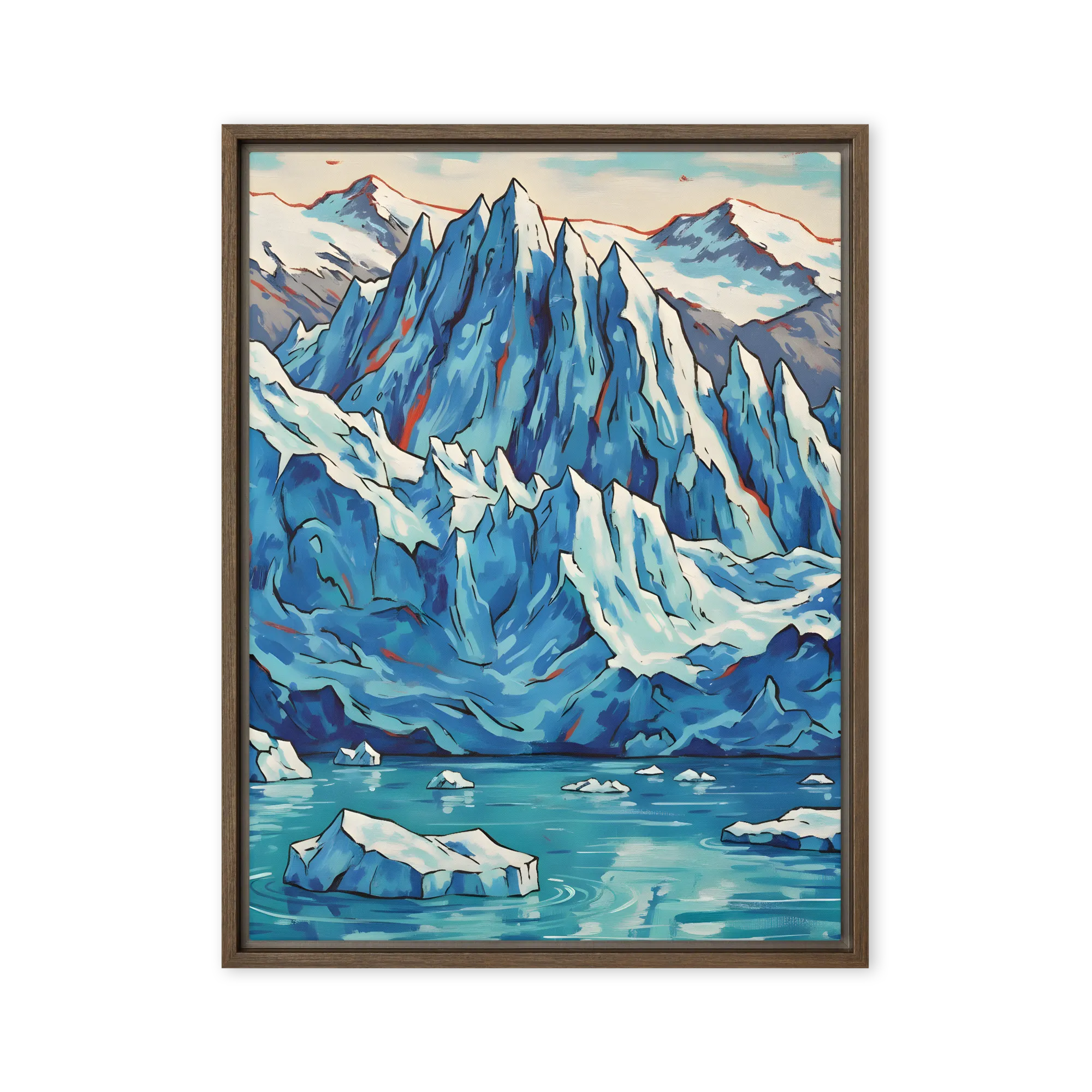 Arctic Ice Landscape 
 Canvas with Brown Frame