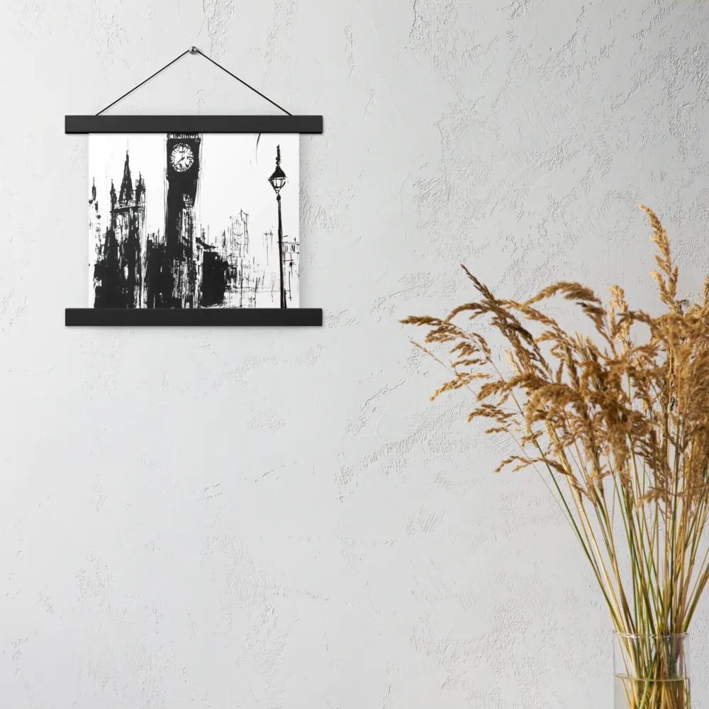 Clock Tower in Motion | Poster With Black Wood Hanger | 10″×10″