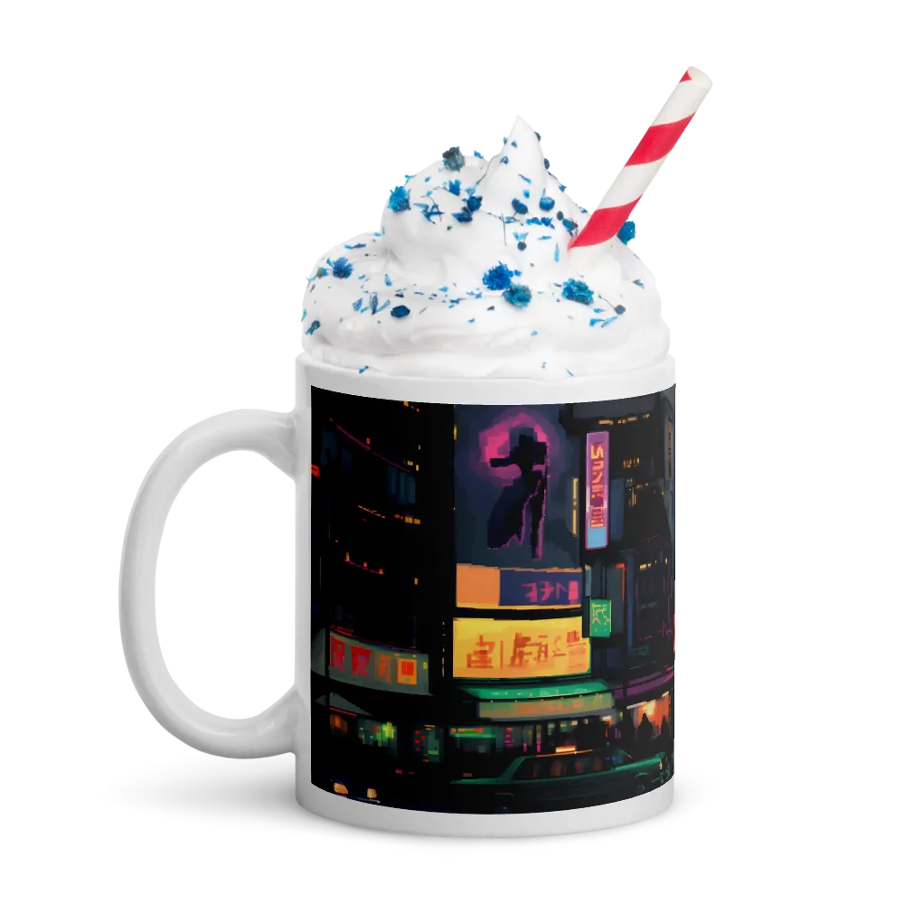 Neon Dreams: A Pixelated Urban Night | Mugs | Multiple Sizes & Colors