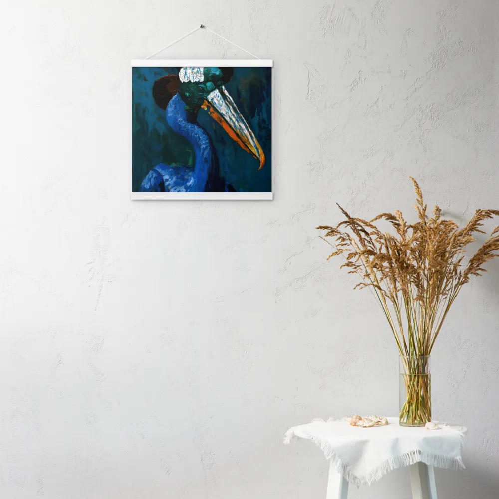 Majestic Absurdity: The Hat-Wearing Bird | Poster With White Wood Hanger | 16″×16″