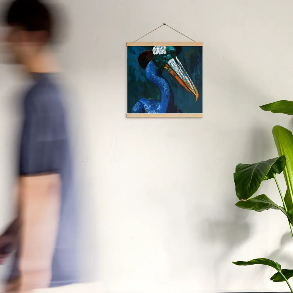 Majestic Absurdity: The Hat-Wearing Bird | Poster With Oak Wood Hanger | 16″×16″