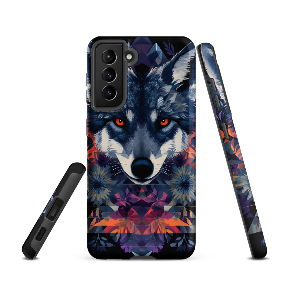 Mystical Wolf Amidst Floral Geometry