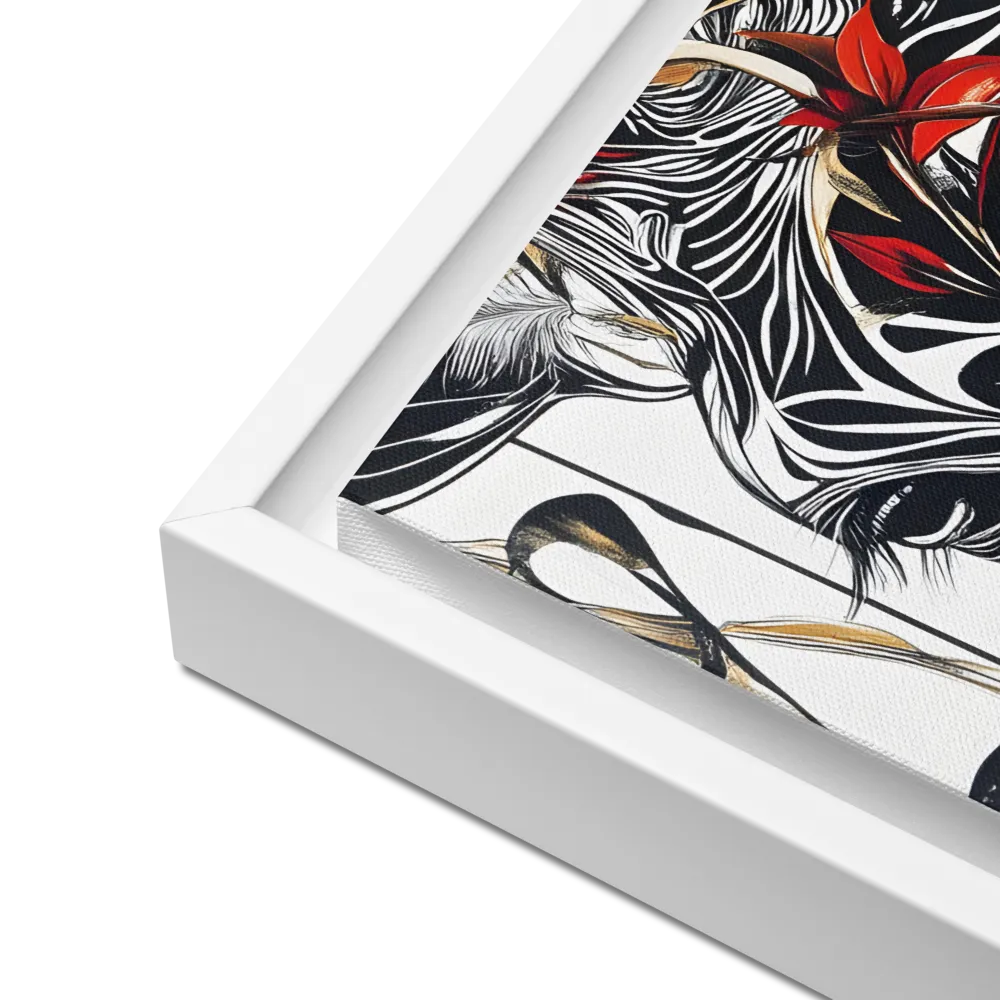 Floral Elegance: The Giraffe's Portrait | Canvas with White Frame | 12″×16″