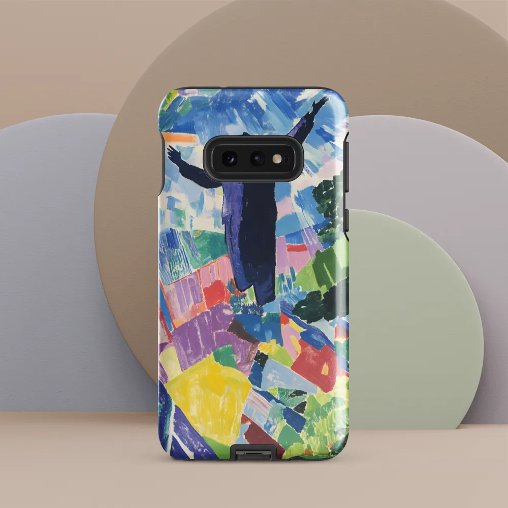 Elysium: A Soaring Figure Amidst Colorful Landscapes | Phone Case |  S10e | Tough Case | Glossy