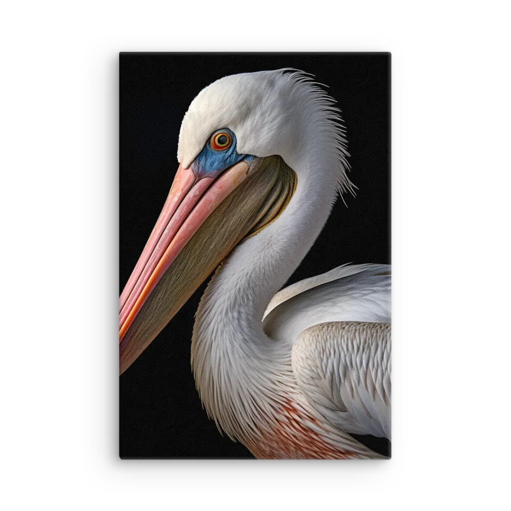 Elegance in White: The Pelican | Thin Canvas | 12″×18″