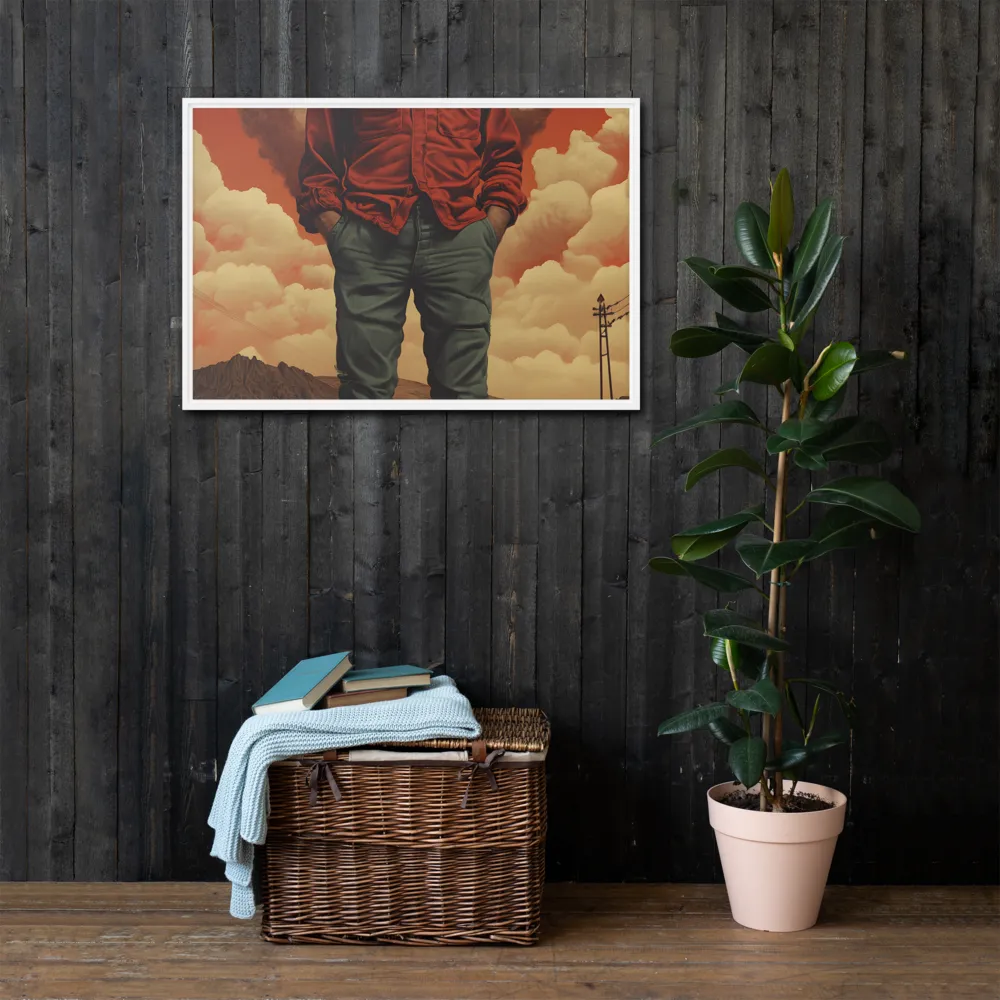 Defiant Spirit in a Surreal Landscape | Canvas with White Frame | 24″×36″