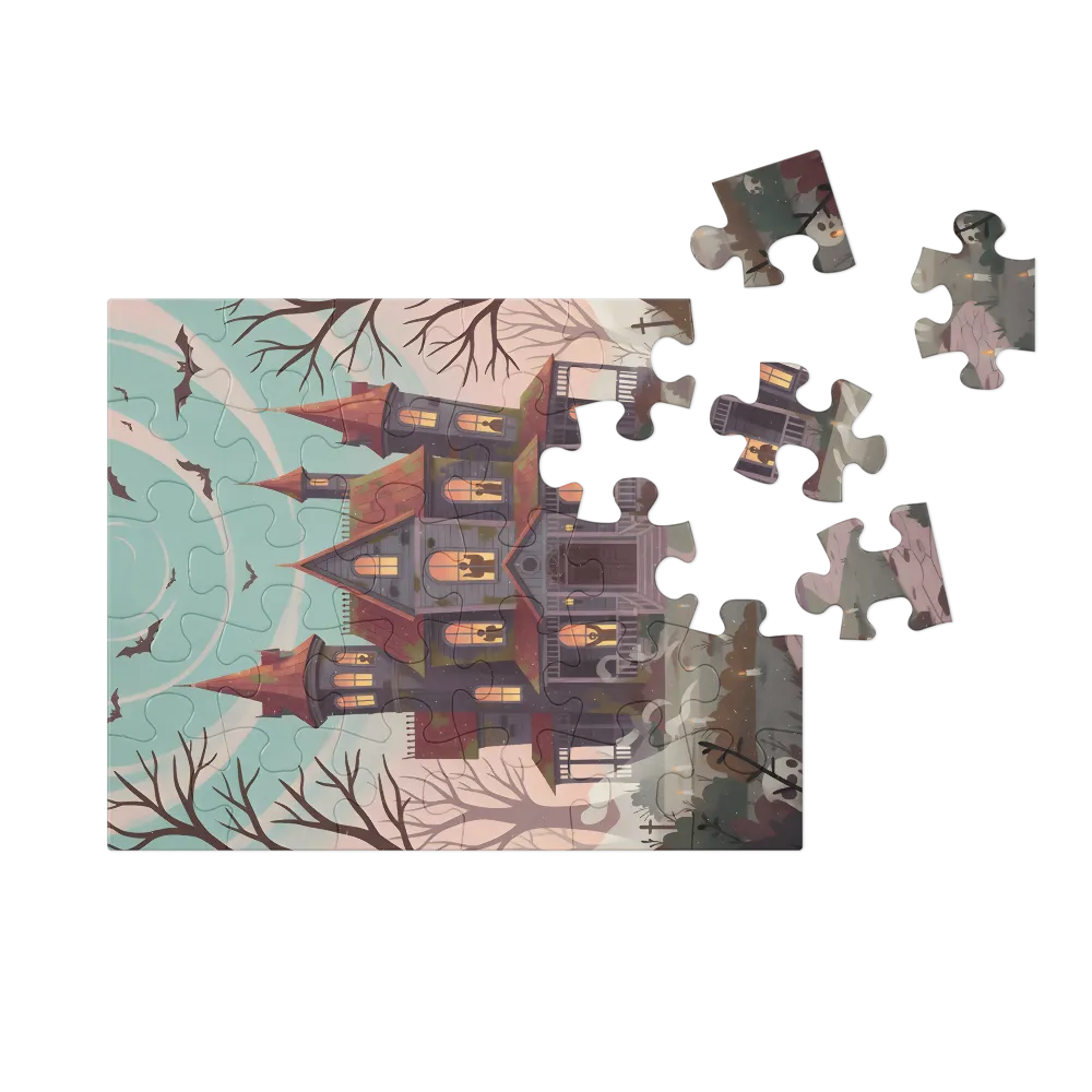 Moonlit Haunted House 
 Jigsaw Puzzle in Tin Box