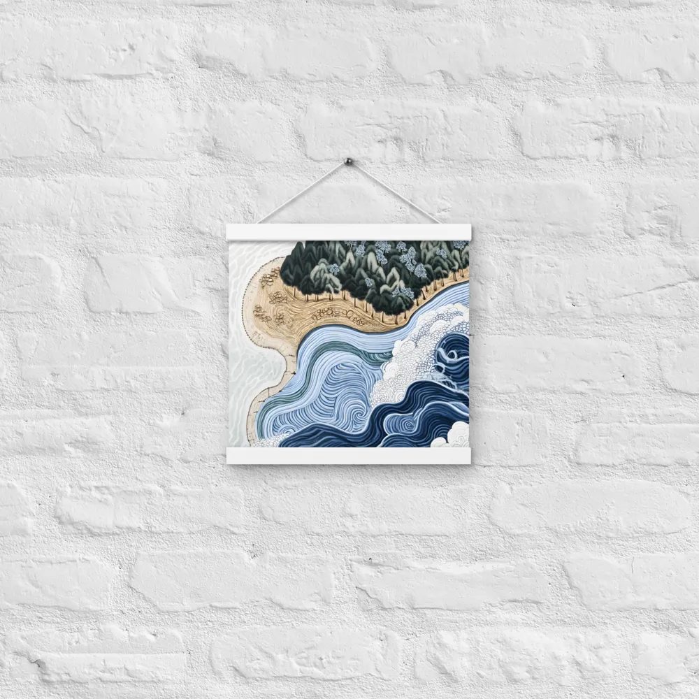 Oceanic Harmony: A Tranquil Landscape | Poster With White Wood Hanger | 12″×12″