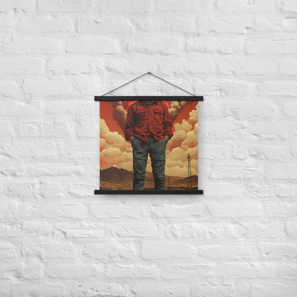 Defiant Spirit in a Surreal Landscape | Poster With Black Wood Hanger | 18″×18″