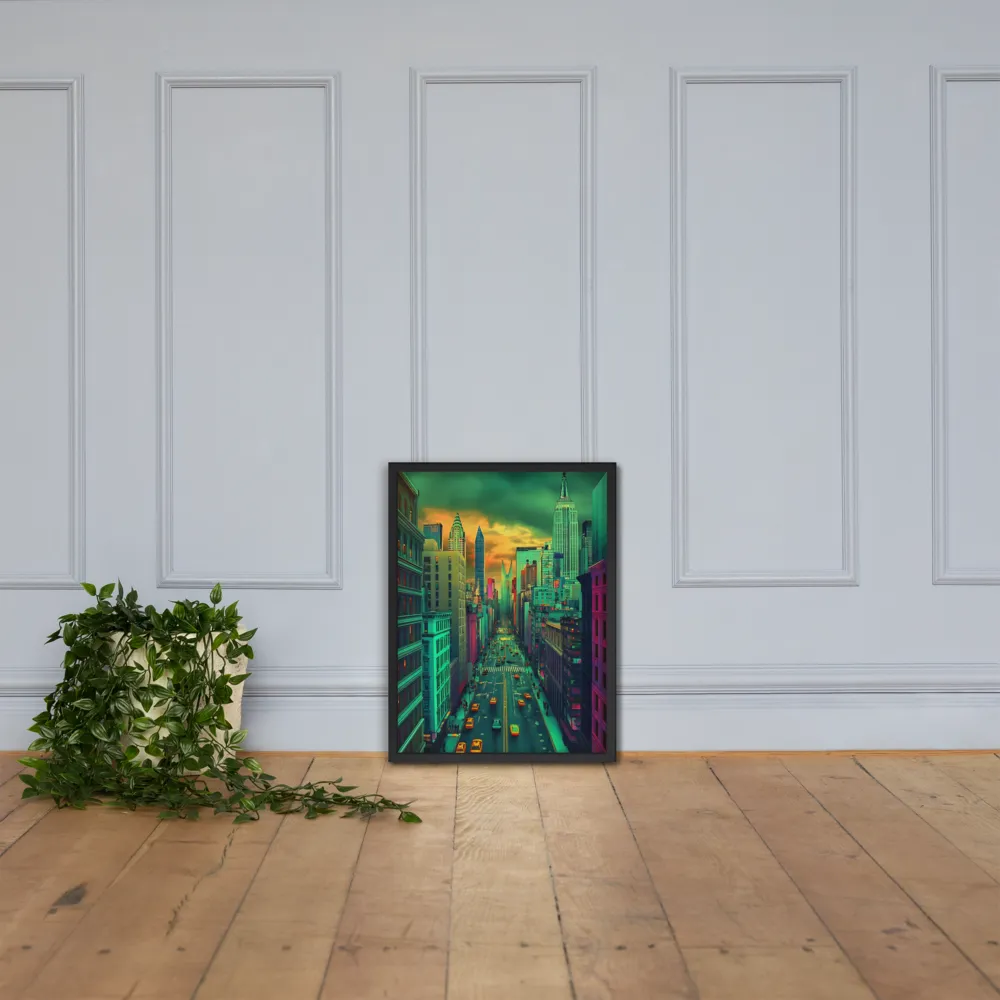 Urban Surrealism: Neon Dreams | Poster with Black Frame | 18″×24″