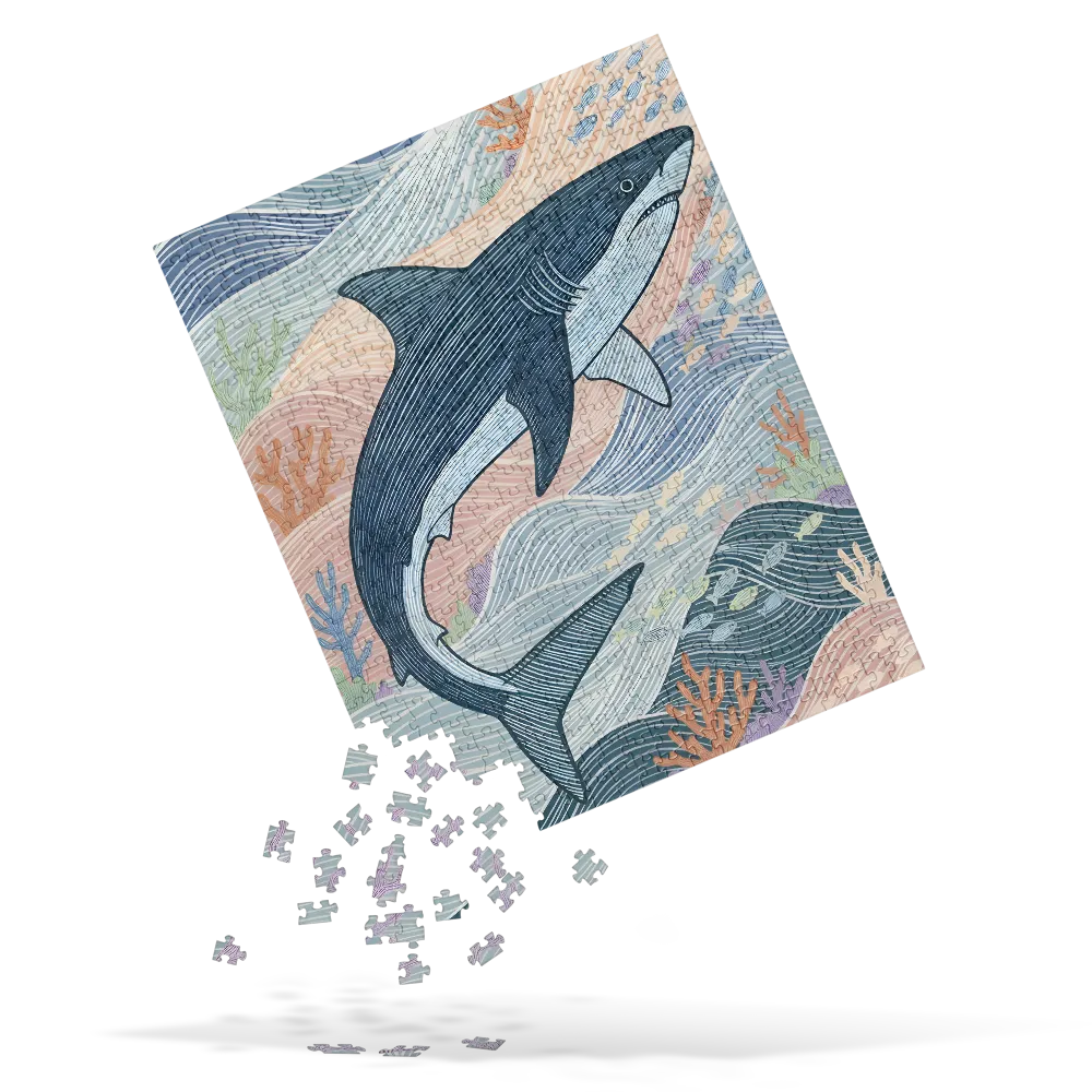 Shark in Flowing Waves 
 Jigsaw Puzzle