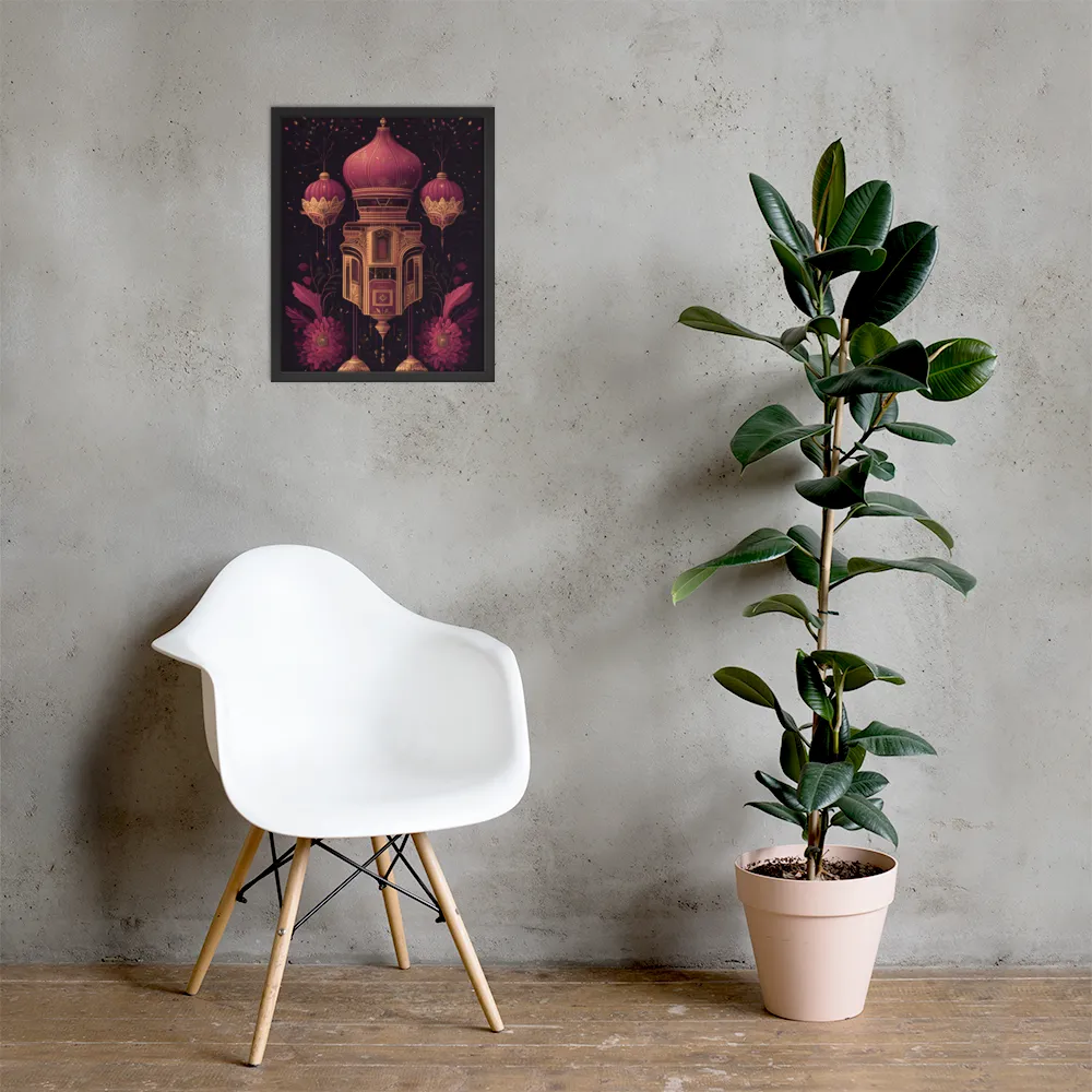 Ornate Harmony: A Digital Floral Architecture | Poster with Black Frame | 16″×20″