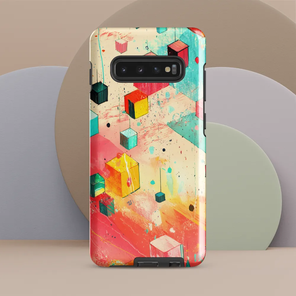 Suspended Cubes in Colorful Abstraction | Phone Case |  S10 Plus | Tough Case | Glossy