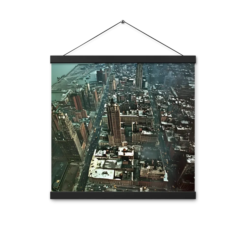 Aerial Symphony of Urban Life | Poster With Black Wood Hanger | 16″×16″