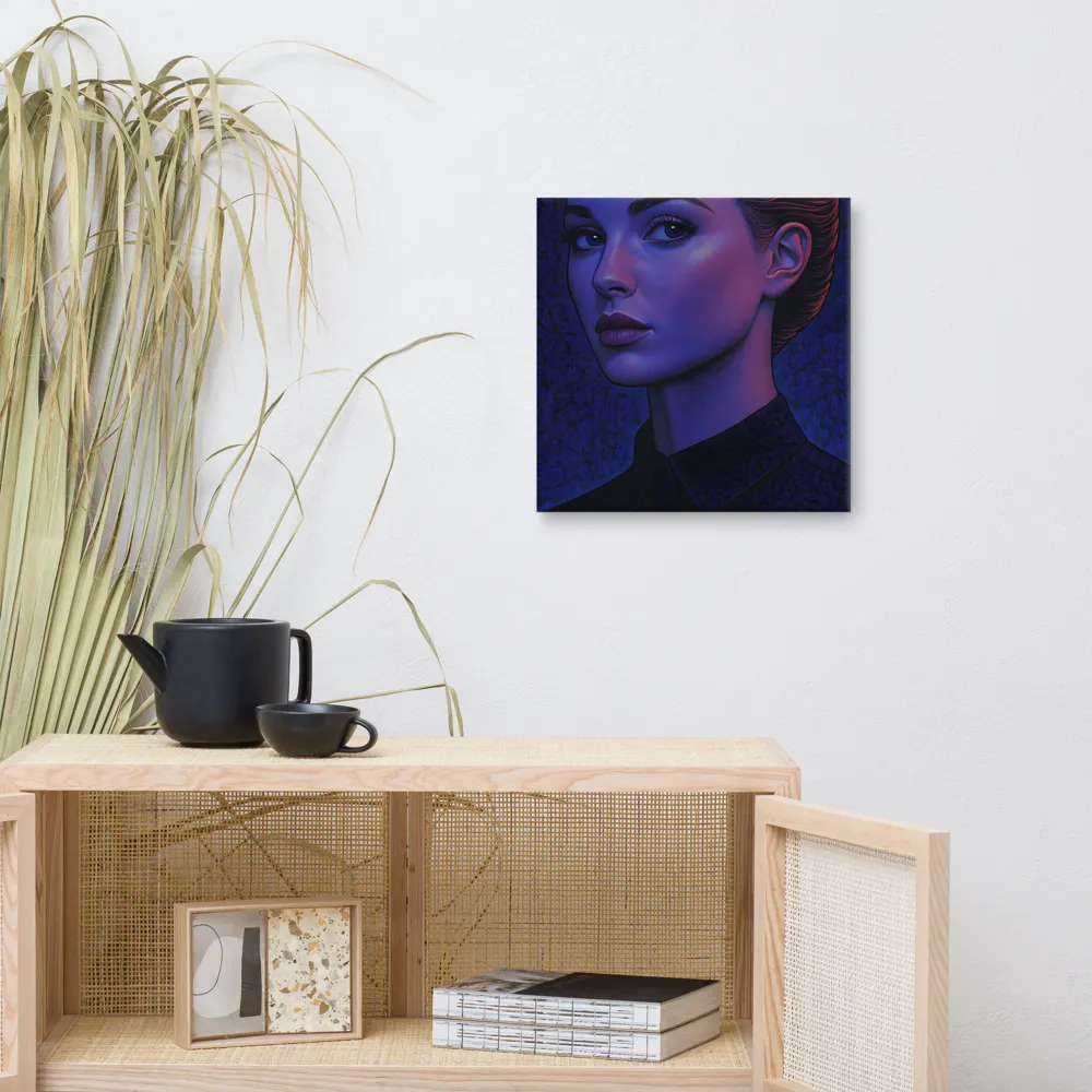 Ethereal Portrait in Blue and Red | Canvas | 16″×16″