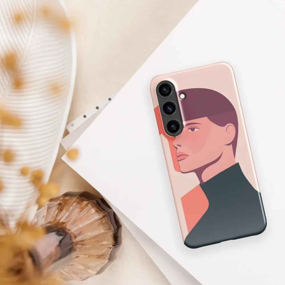 Contemplative Portrait in Minimalism | Phone Case |  S24 Plus | Snap Case | Glossy