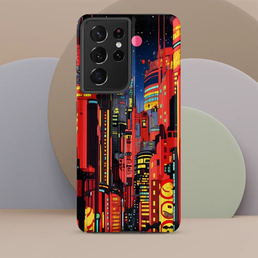 Neon Dreams: A Cyberpunk Cityscape | Phone Case |  S21 Ultra | Tough Case | Matte