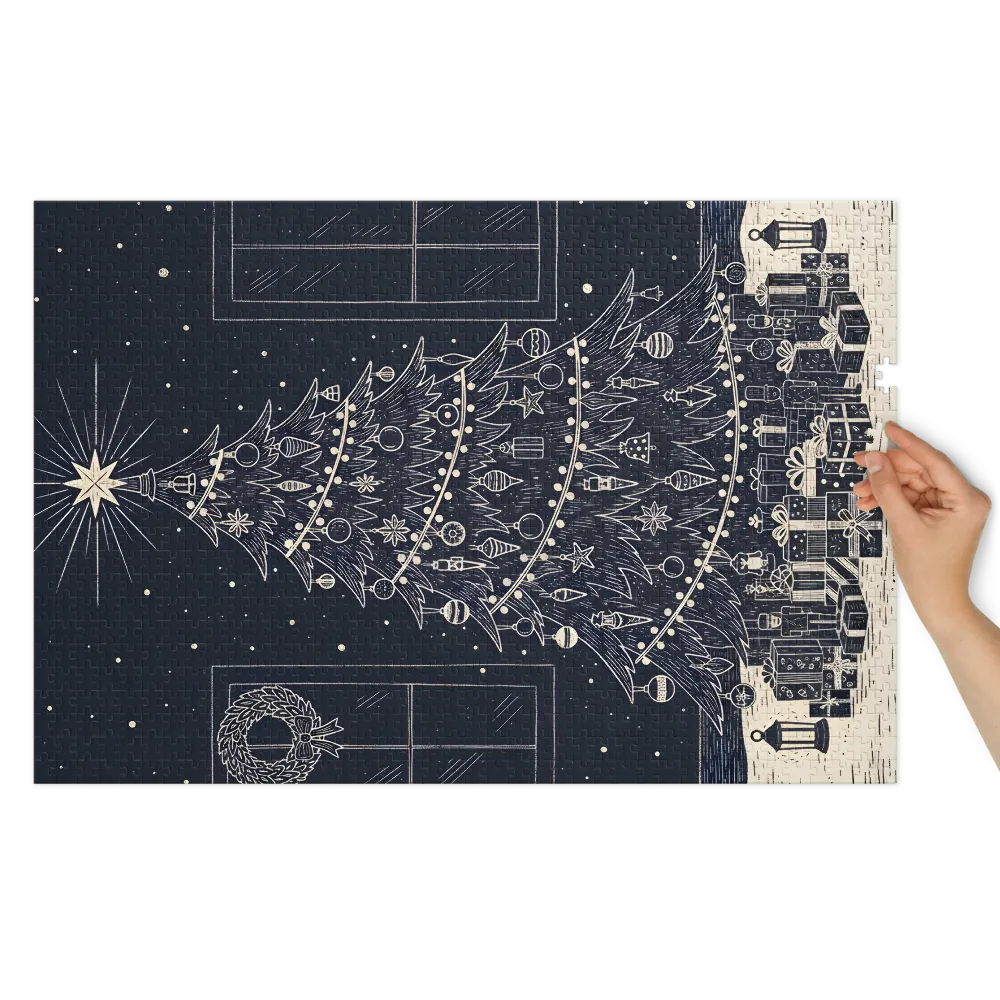 Festive Night Tree 
 Jigsaw Puzzle in Tin Box