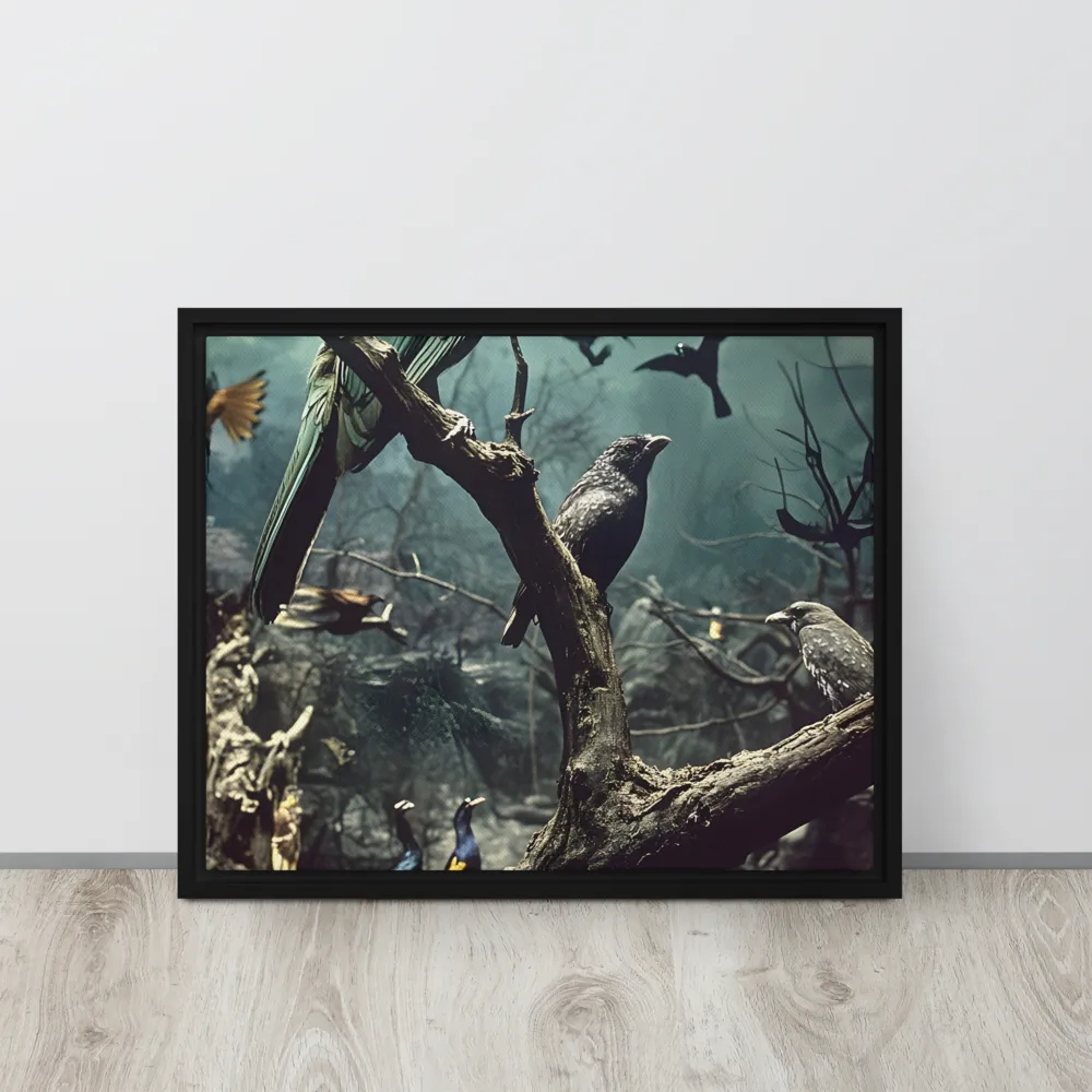 Whispers of the Avian Realm | Canvas with Black Frame | 16″×20″