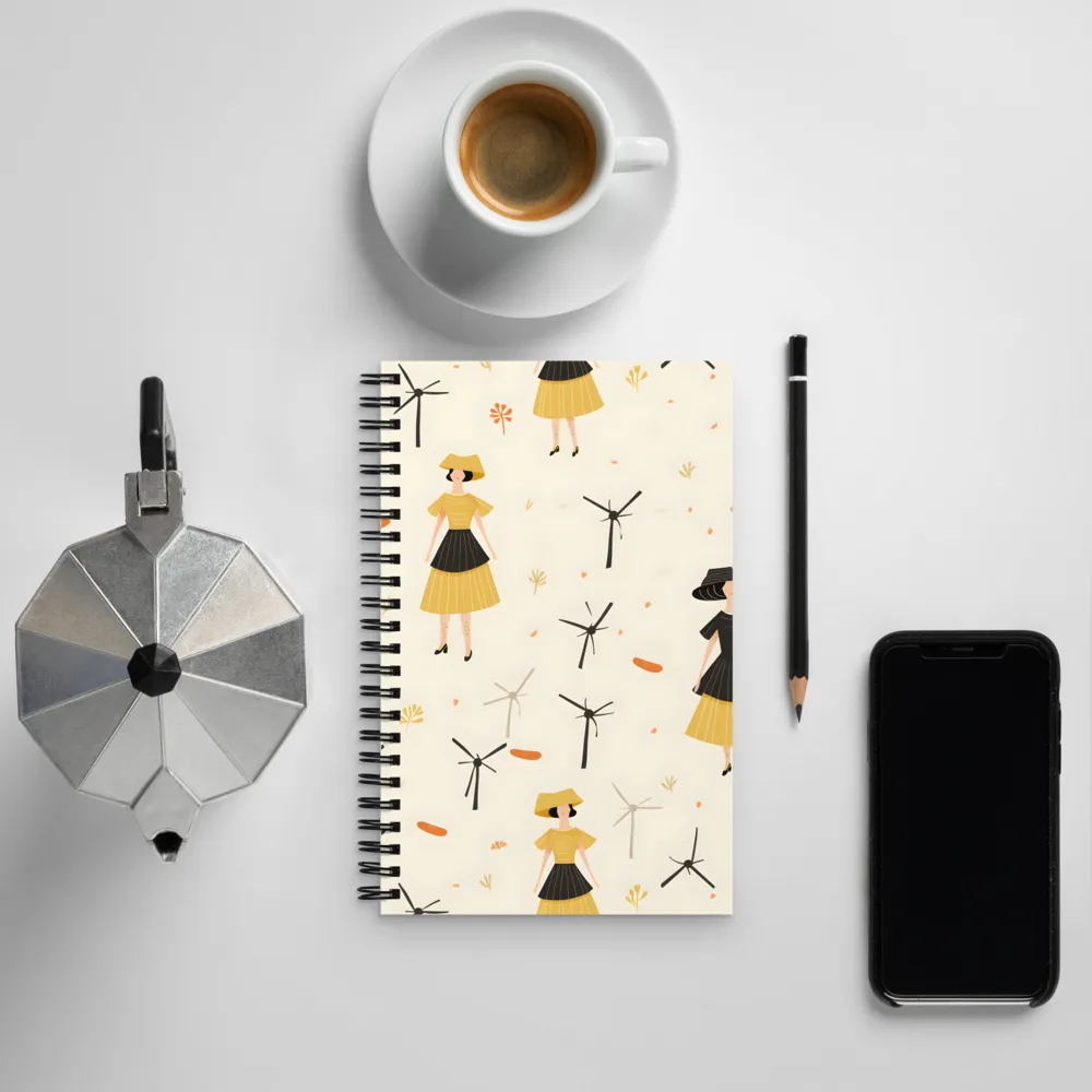 Whimsical Patterns of Nature and Femininity | Spiral Notebook