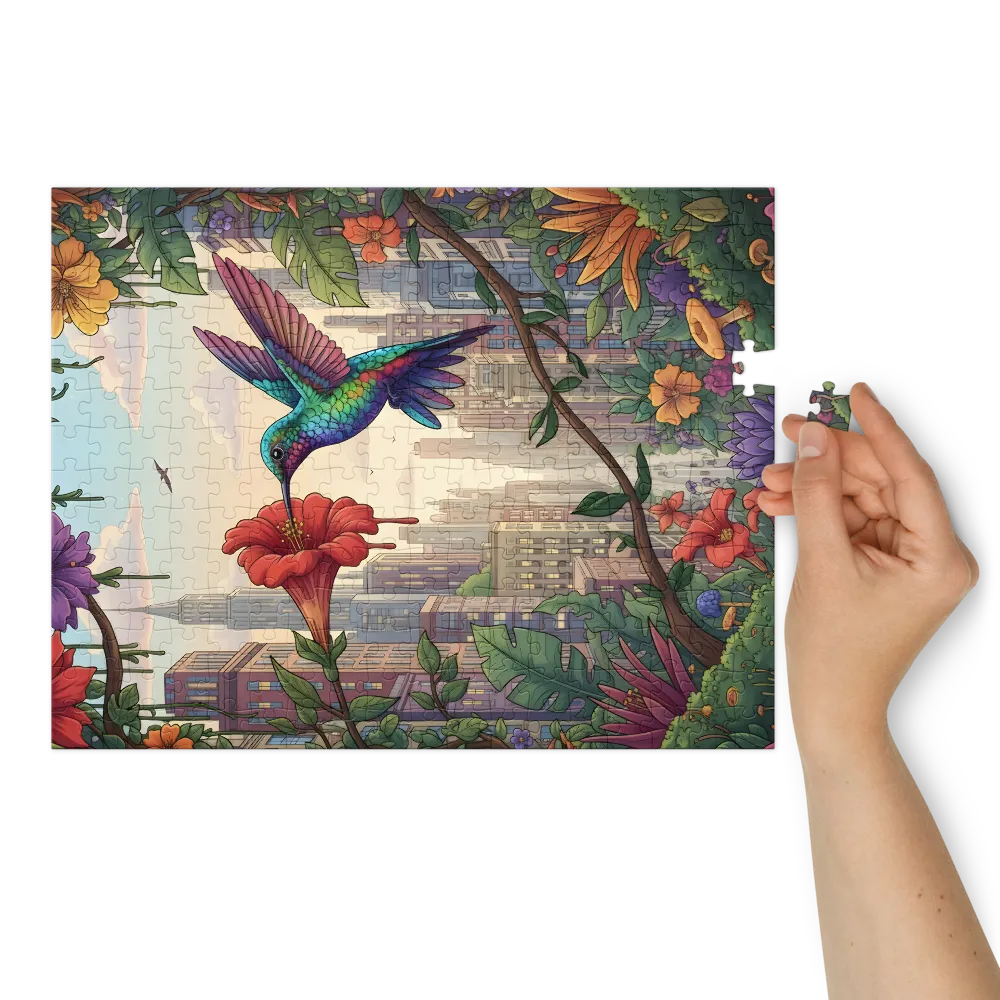 Urban Bloom: Hummingbird 
 Jigsaw Puzzle in Tin Box